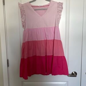 THML Pink Tiered Mini Dress